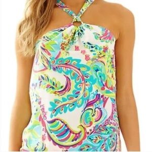 Lilly Pulitzer Multicolor Cassandra Flowy Halter Top size XXS
